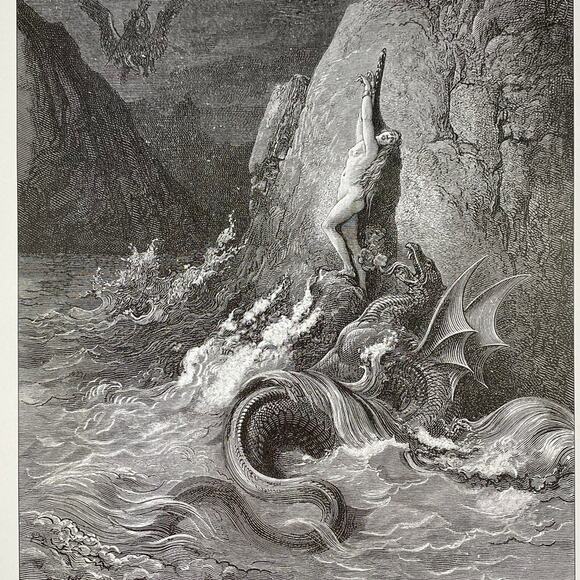 Dore, Orlando Furioso, Angelica, Illustration, Print, Bookplate, ~ 240707-WH 292 - Picture 1 of 4